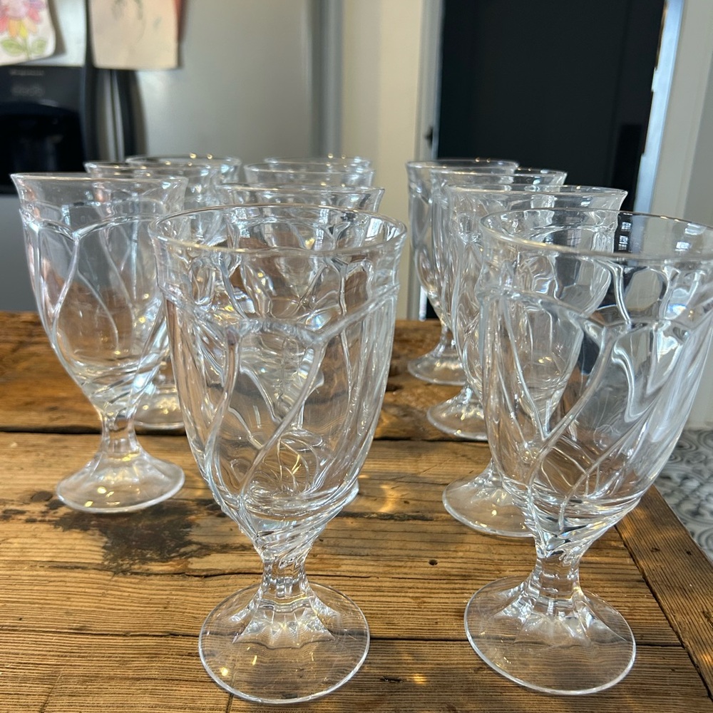 Noritake Crystal Clear Goblet Set of 11 “Ice Tea” Glasses